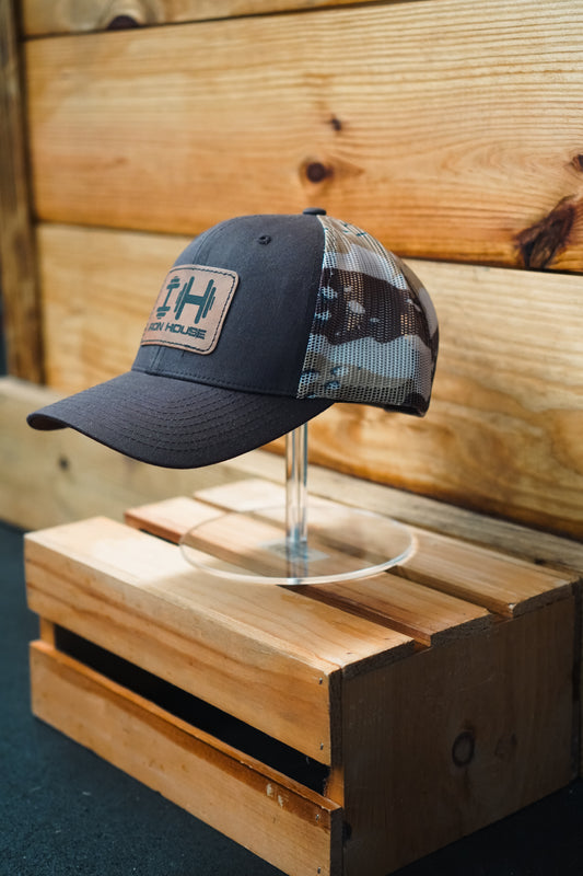 Iron House Leather Patch Trucker – Brown Camo