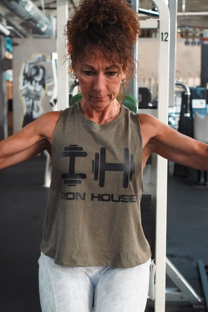 Iron House Women’s Cropped Tank – Olive